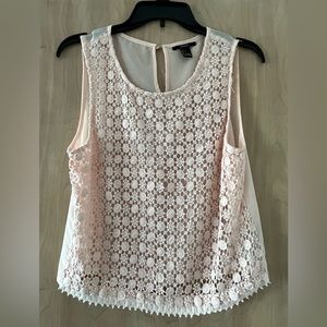 FOREVER 21 Pink Lace Scoop Neck Tank Top Size Small